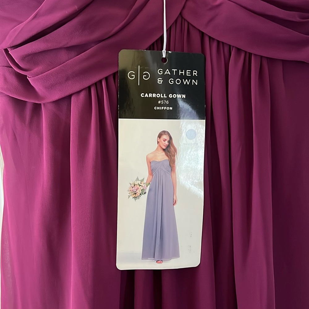 Gather&Gown Carroll Gown #576 NEW w/tags. Straps or strapless size 8 raspberry
